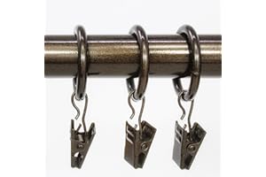 Chicology Clip Rings, Fits Rods 3/4-in. Diameter, Curtain & Drapery Hardware, Essential Bronze - Pack of 12