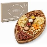 American Football Charcuterie Board 16X9.5 Inch, Game Day Hosting Tray | Solid acacia wood, not bamboo, football shaped cutting board. Football gifts for women, coaches, and tailgate hosts.