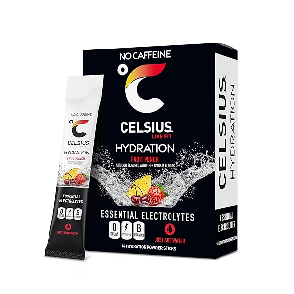 CELSIUS HYDRATION™ FRUIT PUNCH FLAVOR, ESSENTIAL ELECTROLYTE HYDRATION PACKETS (PACK OF 14)