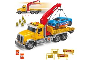MOBIUS Toys Tow Truck – Friction-Powered Rescue Vehicle with Working Tow Hook, Lights & Sounds – Durable Push-and-Go Truck for Kids Ages 3–7 – Educational Imaginative Play Gift for Boys & Girls