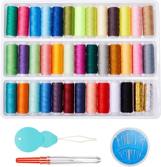 Kit de Costura a Mano de 42 Piezas, 39 Carrete de Hilo de Coser de Poliéster