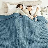 LUZARTA Electric Blanket Queen Size Single Control - Soft Double Sided Sherpa Heated Blanket with 6 Fast Heating Levels & 10 hrs Timer Settings, Washable & Overheat Protection for Bed, Blue