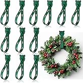 Kenburg 12 Pack Christmas Garland Ties, Garland Hangers for Mantle, Adjustable Stocking Holder, Reusable Silicone Adhesive Straps Wreath Hangers for Front Door Fireplace Staircase Banisters - Green