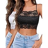 Avidlove 2Pcs Lace Camisoles for Women High Neck Bralettes Racerback Adjustable Crop Top Lingerie