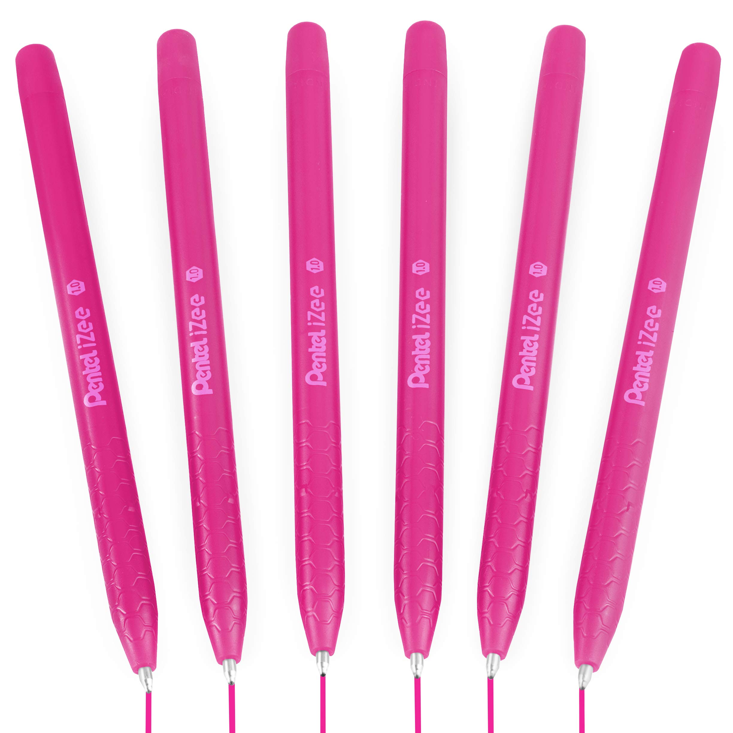 Pentel iZee BX460 Stick Ballpoint Pen - 1.0mm Nib - Pink Ink - Pack of 6