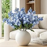 Fake Flowers 23.6” Delphinium Artificial Flowers Silk Flowers with Stems Long Stem Artificial Flowers for Tall Vase Faux Flowers for Indoor Home Decoration Wedding Decoration Centerpiece (Blue,8Pcs)
