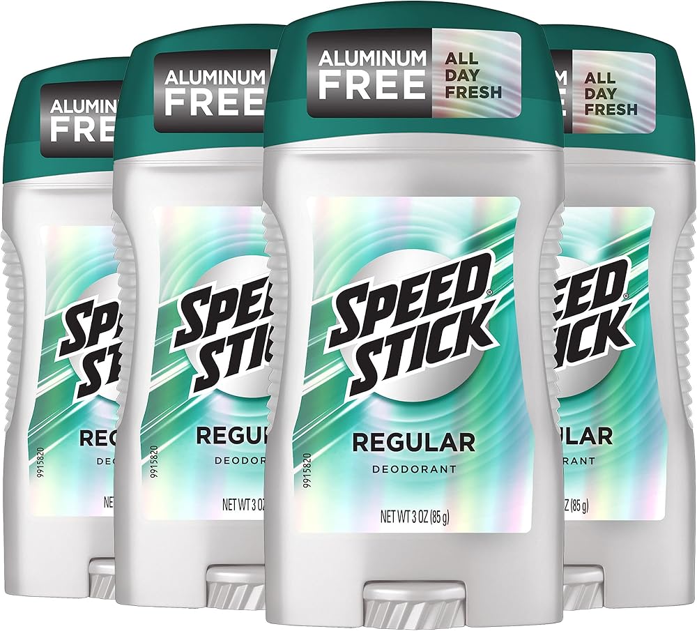 Speed Stick Aluminum Free Men's Deodorant, Regular, 3 oz (4 Pack) | 24-HR Sweat and Odor Protection, Underarm Antiperspirant