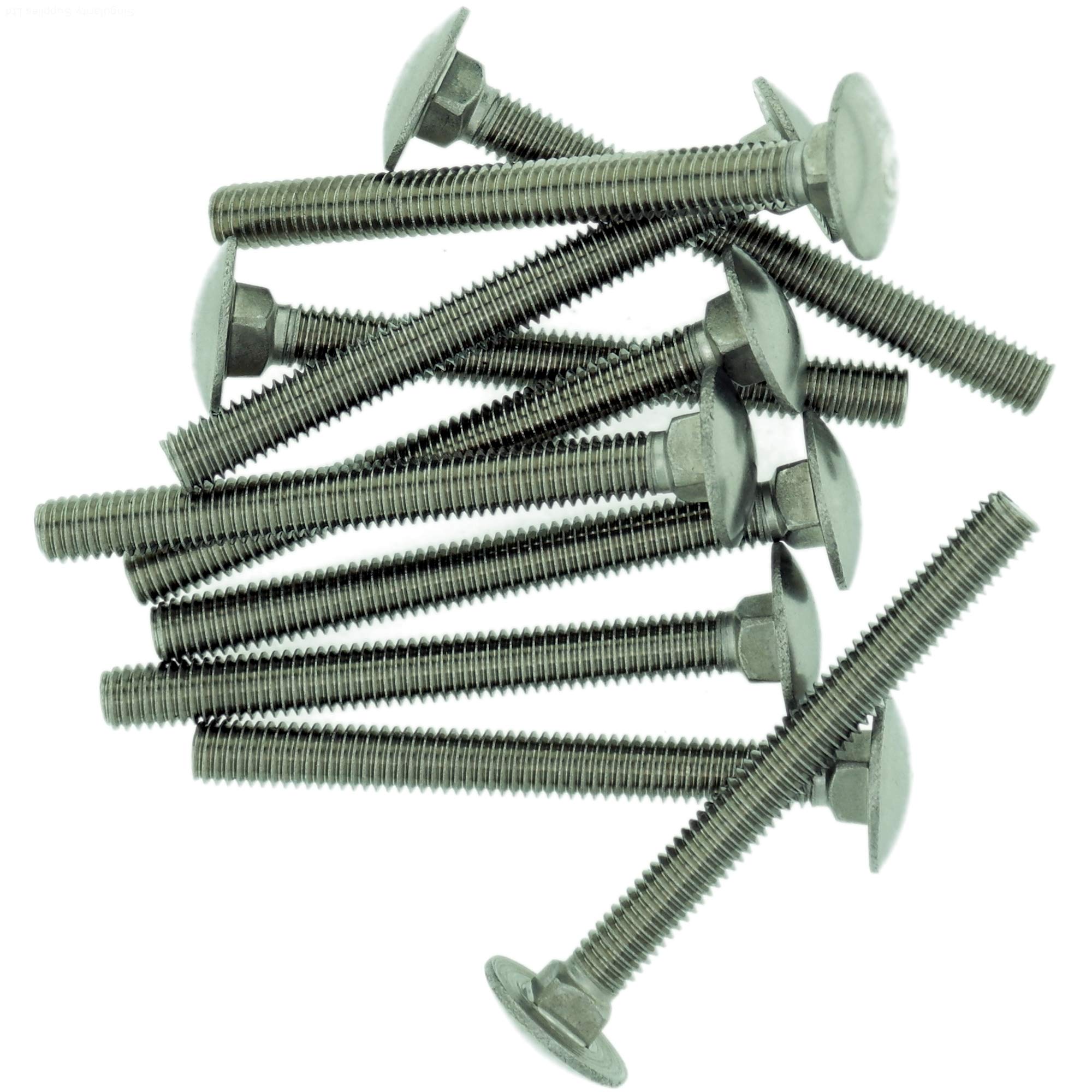 M5 (5mm x 50mm) Cup Square Carriage Bolt (Fully Threaded) - Stainless Steel (A2) (Pack of 10)