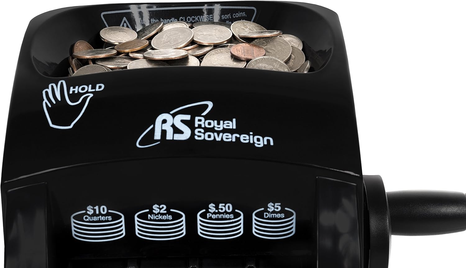 Royal Sovereign 1 Row ECO-Friendly Manual Hand Crank Coin Sorter (QS-1), Single, Black : Coin Sorters And Counters : Office Products