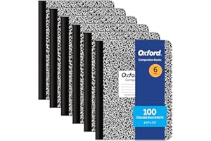 Oxford Composition Notebooks, 6 Pack, College Ruled Paper, 9-3/4" x 7-1/2", 100 Sheets Each, Black Marble Cover, Permanently 