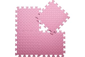 Coolcandy EVA Foam Play Mat, 16 Tiles Colorful Baby Play Mat, Square Kids Playmat with Solid Colored, 0.4" Thickened Interlocking Foam Floor Tiles, Puzzle Play Mat for Baby Lying, Playing (Pink)