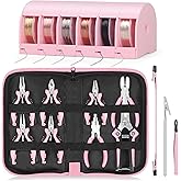 Toolour Jewelry Pliers Set Jeweler Making Tools with 6 Rolls Beading Wire Kit for Jewelry Supplies DIY Hobby Repair Crimping Wrapping,Pink Professional Craft Pliers for Adults Beginner