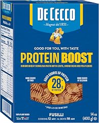 De Cecco Protein Boost Fusilli No. 34 Pasta, 14 Oz | High Protein Noodles, 28g Protein, Made with Semolina and Legume Flours,