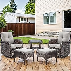 HUMMUH 5 Pieces Wicker Patio Furniture Set,Outdoor