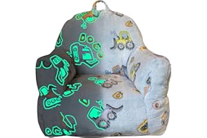 TRUWELBY Glow in The Dark Kids Toddler Bean Bag Chair Excavator Truck Car Printed Toddler Chair Children's Plush Chair Mini Sofa Armrest Sofa for Boys and Girls