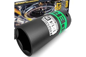 Aiourx 1/2" Drive Impact Socket, 1-1/4 inch Deep Socket, SAE, 6 Point, CR-V, for Car Repair, Loosen the Fastening Nut