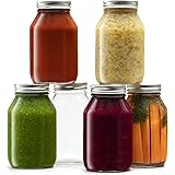 Glass Regular Mouth Mason Jars, 32 Ounce Glass Jars with Silver Metal Airtight Lids for Meal Prep, Food Storage, Canning, Dri