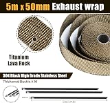 ilauke Titanium Exhaust Wrap Tape 5Mx5CM with 10 Ties Heat Shield Roll view 4