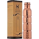 HealthGoodsIn - Pure Copper Seamless Hammered Water Bottle for Ayurvedic Benefits | Joint-free Copper Water Bottle