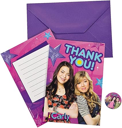 Amazon Com Fun Express Icarly Thank You Cards For Birthday Party Supplies Licensed Tableware Licensed Invitations Birthday 8 Pieces Toys Games