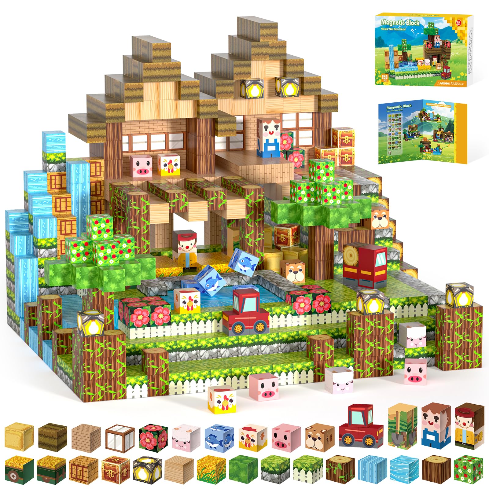 Photo 1 of Gryxpox 150pcs Magnetic Blocks,Magnetic Building Blocks STEM Toys for Kids Ages 3+,Magnet Tiles with Forest Animals Blocks Set, Educational Sensory Toys for Toddlers,Boys & Girls–Creative Game Gift