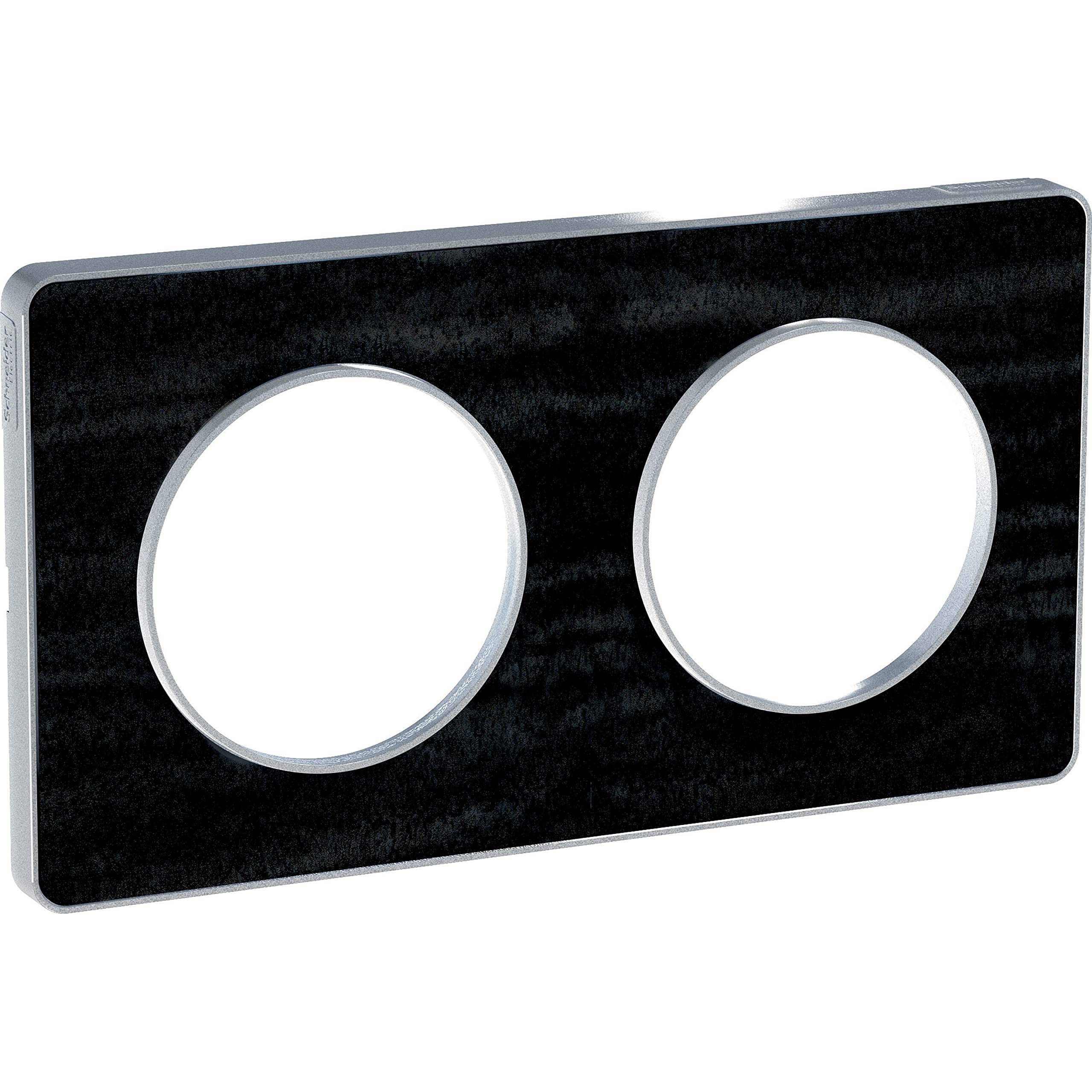 Odace Touch AstrakAn Oak Plate with Aluminium Border 2 Holes Distance 71 mm