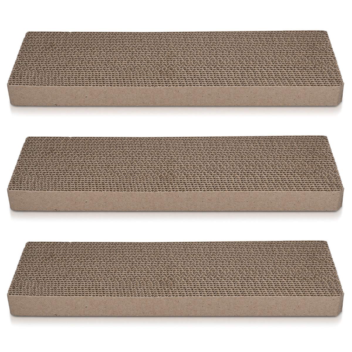 Navaris Cat Scratching Board Set - Narrow Scratch Boards for Scratching/Stretching Made of Cardboard for Small and Large Cats - 41x13x3cm (Set of 3)