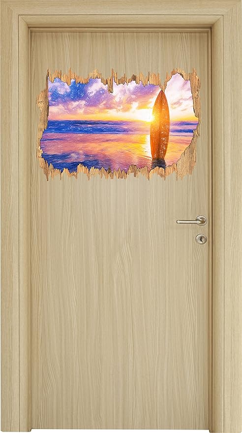 Planche De Surf Sur La Plage De L Art Coucher Du Soleil Crayon