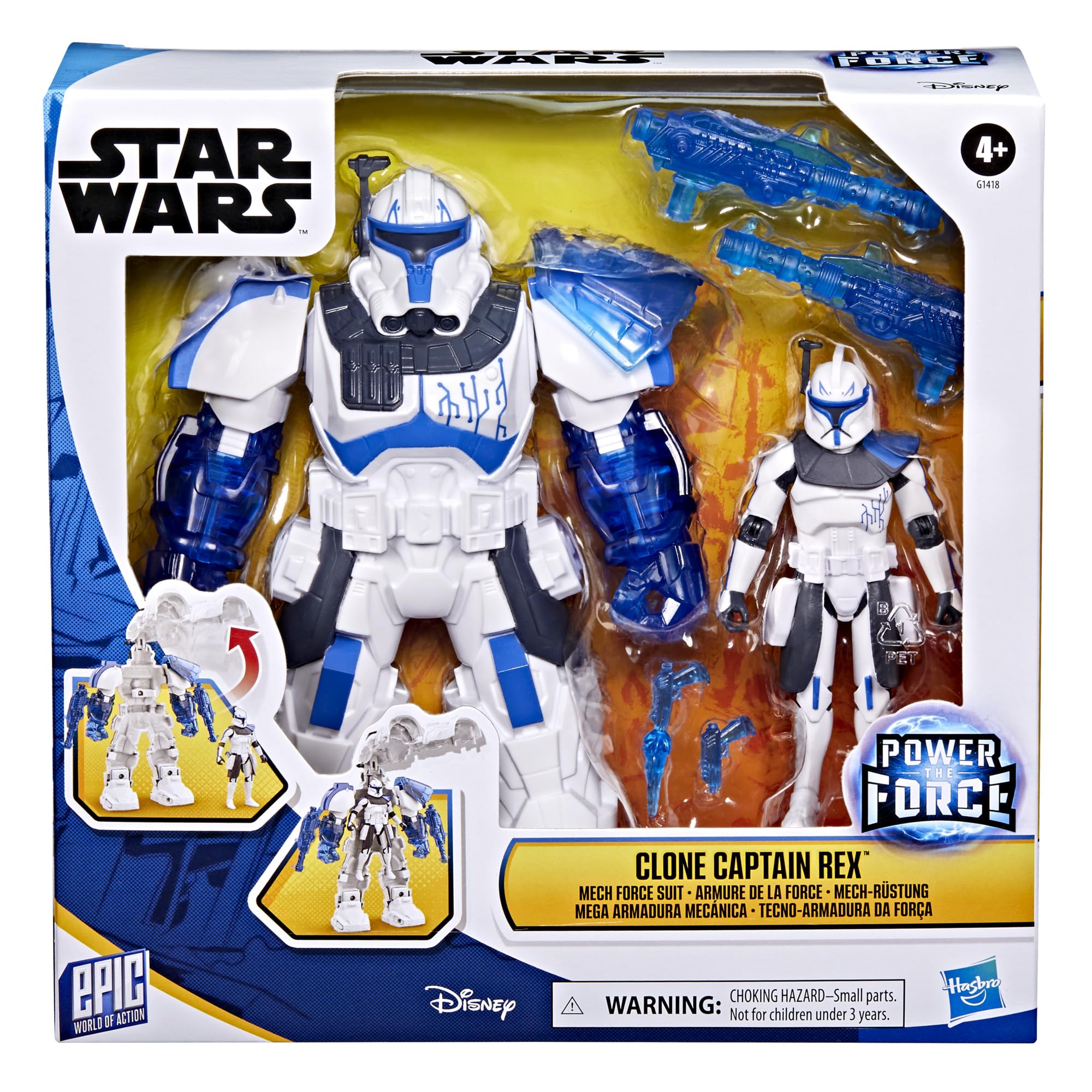 STAR WARS Epic World of Action Clone Captain Rex Mech Force Suit, 6.5-Inch Mech Suit & 4-Inch Action Figure, Toys for Boys & Girls, Christmas Stocking Stuffer Gifts, Ages 4+ (Amazon Exclusive)