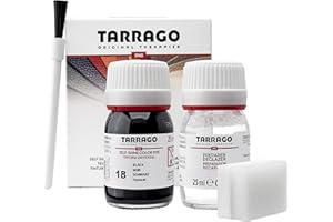 Tarrago Leather Dye Kit with Deglazer and Applicator - Restore & Recolor Shoes, Boots, Purses, Wallets, Jackets, and Furniture - Rich Pigment - 25mL - Black #18
