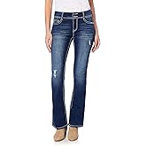 WallFlower Womens Luscious Curvy Bootcut Mid-Rise Bling Insta Stretch Juniors Jeans (Standard and Plus)