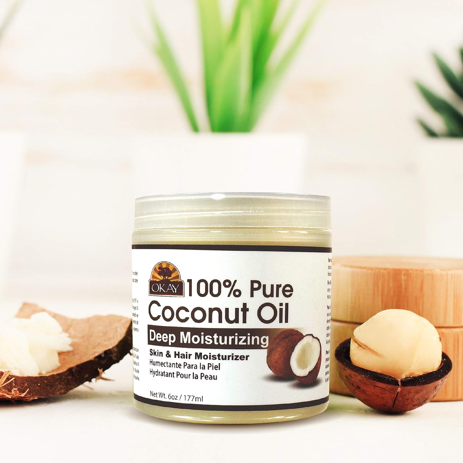 OKAY | 100% Pure Coconut Oil | For All Hair Textures & Skin Types | Moisturize - Massage - Condition | Excellent Source of Vitamin E | All Natural | 6 Oz : Beauty