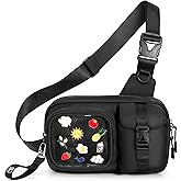 Prokva Ita Chest Pack Pin Display Bag with Insert, Ita Sling Bag for Women, Black Pin Trading Purse for Travel Concert
