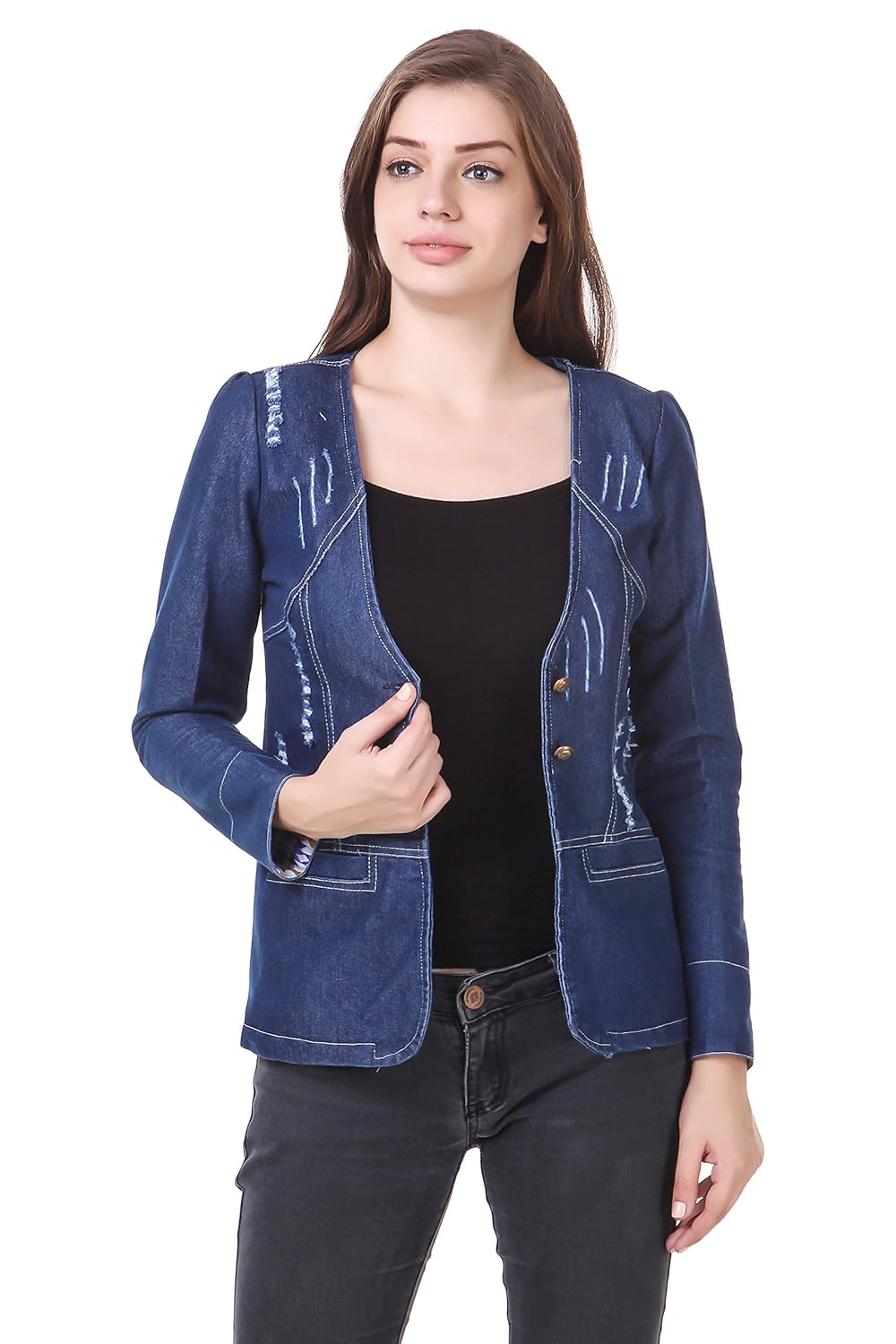 bluebell cloud stylish & trendy single breasted coat light blue denim long jackets for women and girls|full sleeves jackets with button closure|designed for