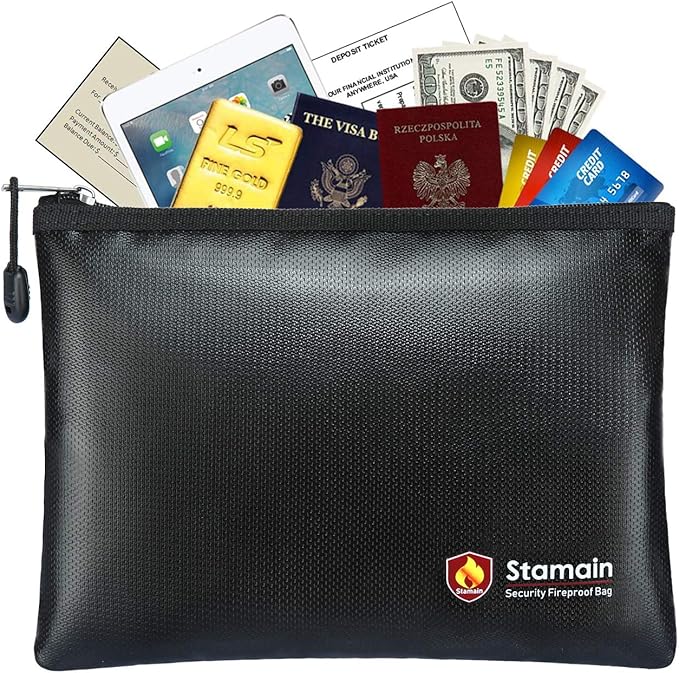 Fireproof Document & Money Bags, Large Fire & Water