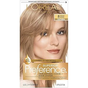L'Oreal Paris Superior Preference Fade-Defying + Shine Permanent Hair Color, 8 Medium Blonde, Pack of 1, Hair Dye