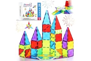 Saichotoy Magnetic Tiles Toddler Toys: 42PCS Magnet Tiles Building Blocks, Montessori Toys STEM Learning Toys, Birthday Gift for Kids Ages 1-3, 4-8