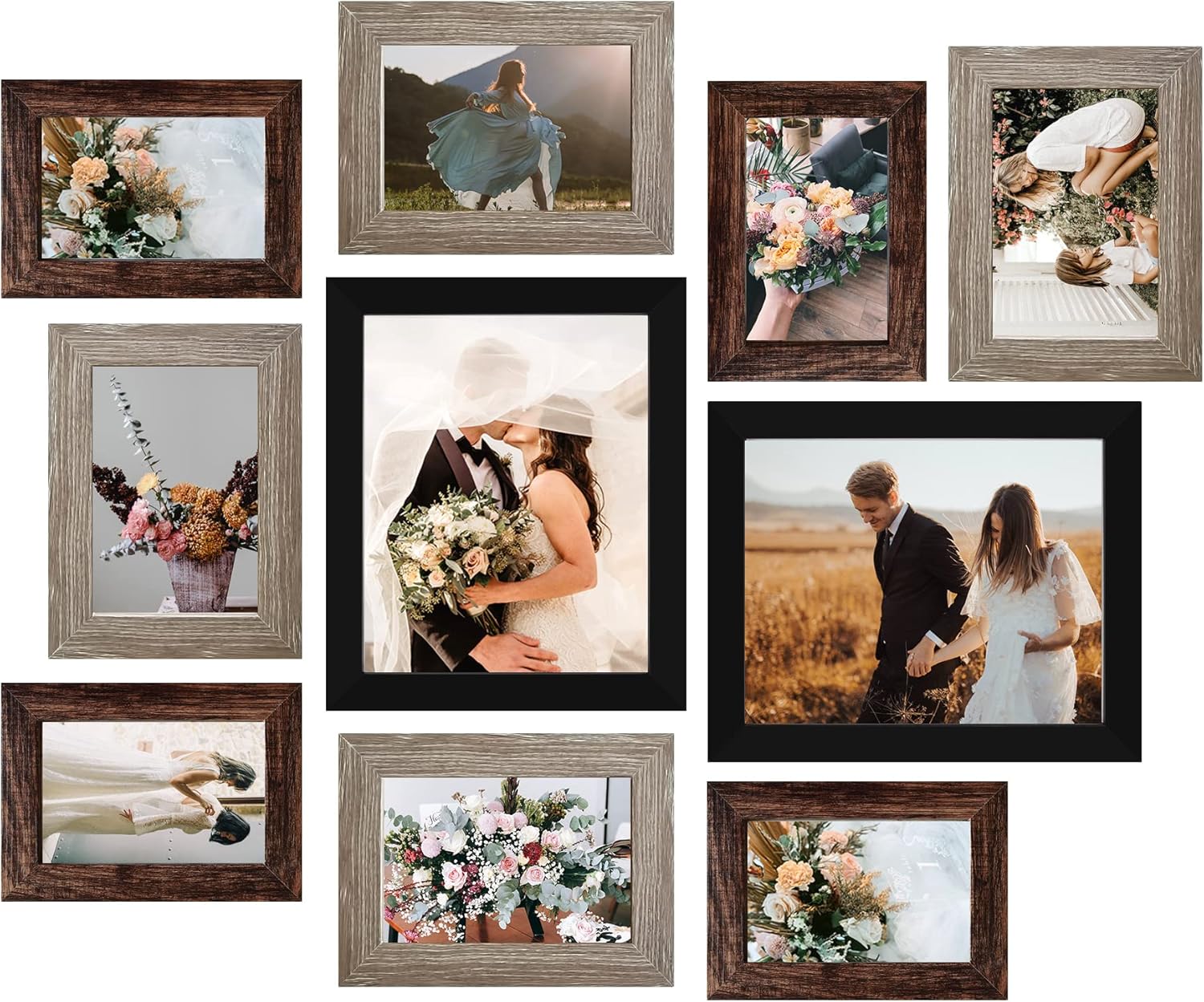 Photo Albums, Frames & Accessories - LUCKYLIFE Picture Frame Set 10-Pack, Gallery Wall Frame Collage with 8x10 5x7 4x6 Frames in 3 Different Finishes