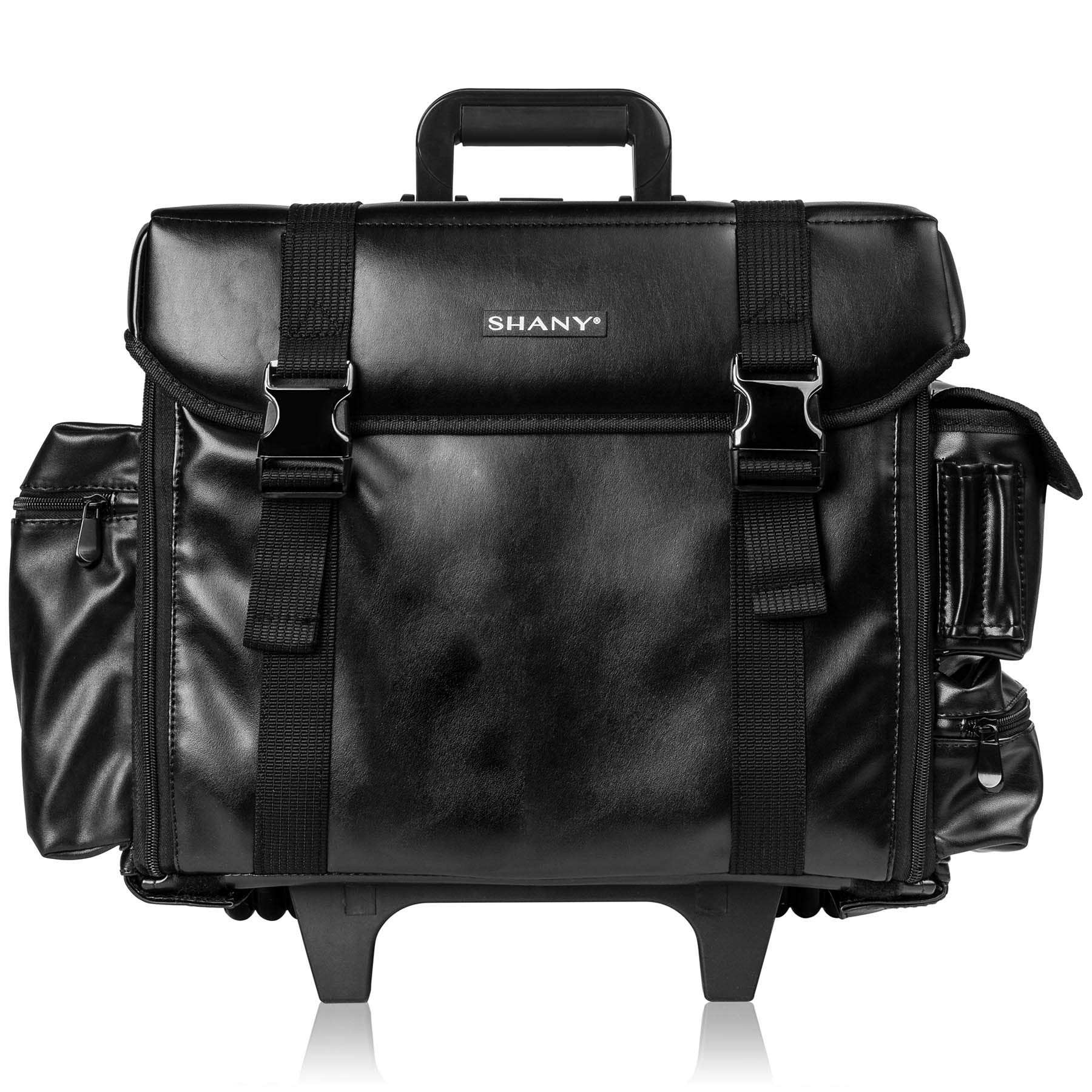 SHANY Makeup Artist Soft Rolling Trolley Cosmetic Case with Free Set of Mesh Bag Makeup Organizer - Travel Rolling Makeup Bag - Head Turner