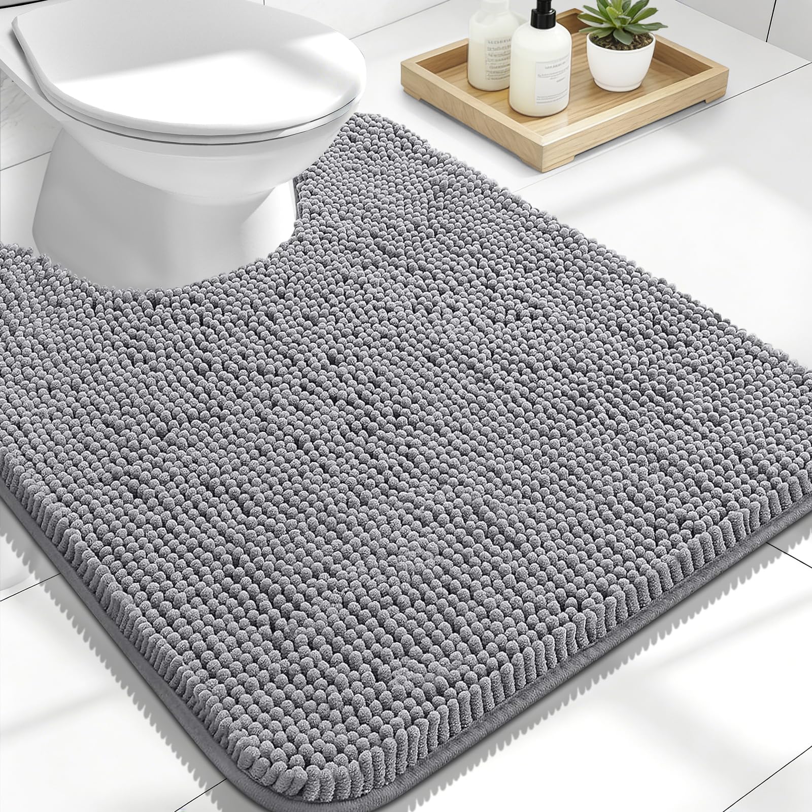 Photo 1 of *USED*
OLANLY Toilet Rugs U-Shaped 24x20, Extra Soft Absorbent Chenille Contour Bathroom Rugs for Toilet, Dry Quickly, Machine Washable, Non-Slip Bath Mat, Grey