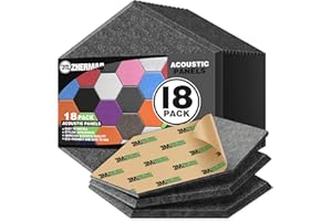 ZHERMAO 18 Pack Sound Proof Foam Panels for Walls, 12"X10"X 0.4" Self Adhesive Acoustic Panels, High-Density Soundproof Wall Panels Eco-Friendly, Sound Panels for Recording Studio, Home & Office(Sesame Black)