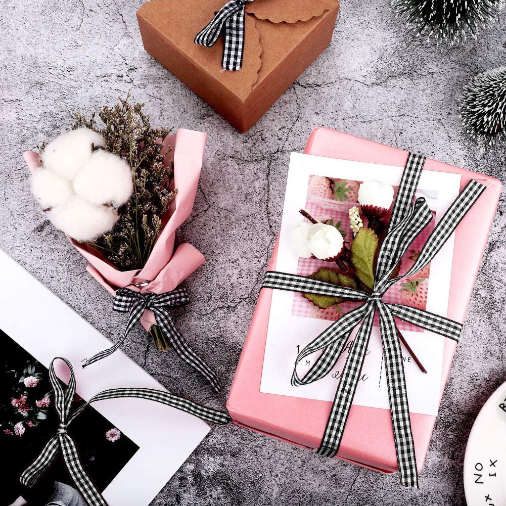 Buffalo Ribbon Decoration-50 Yards×3/8 Inch White and Black Gingham Ribbon, Decorate Your House,Staircase and DIY Any Kind of Style You Like