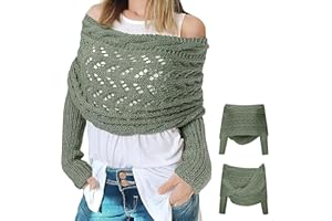 hepanio Multifunctional Scarf with Sleeves,Knitted Cable Wrap,Scarf with Sleeves Croche