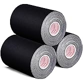 3 Pack Kinesiology Tape - Pro-Grade, Water Resistant & Breathable for Active Lifestyles, Latex-Free Cotton Elastic Tape for Muscle & Joint Support on Knee, Ankle, Shoulder, Wrist - Black 4in 5.5yd