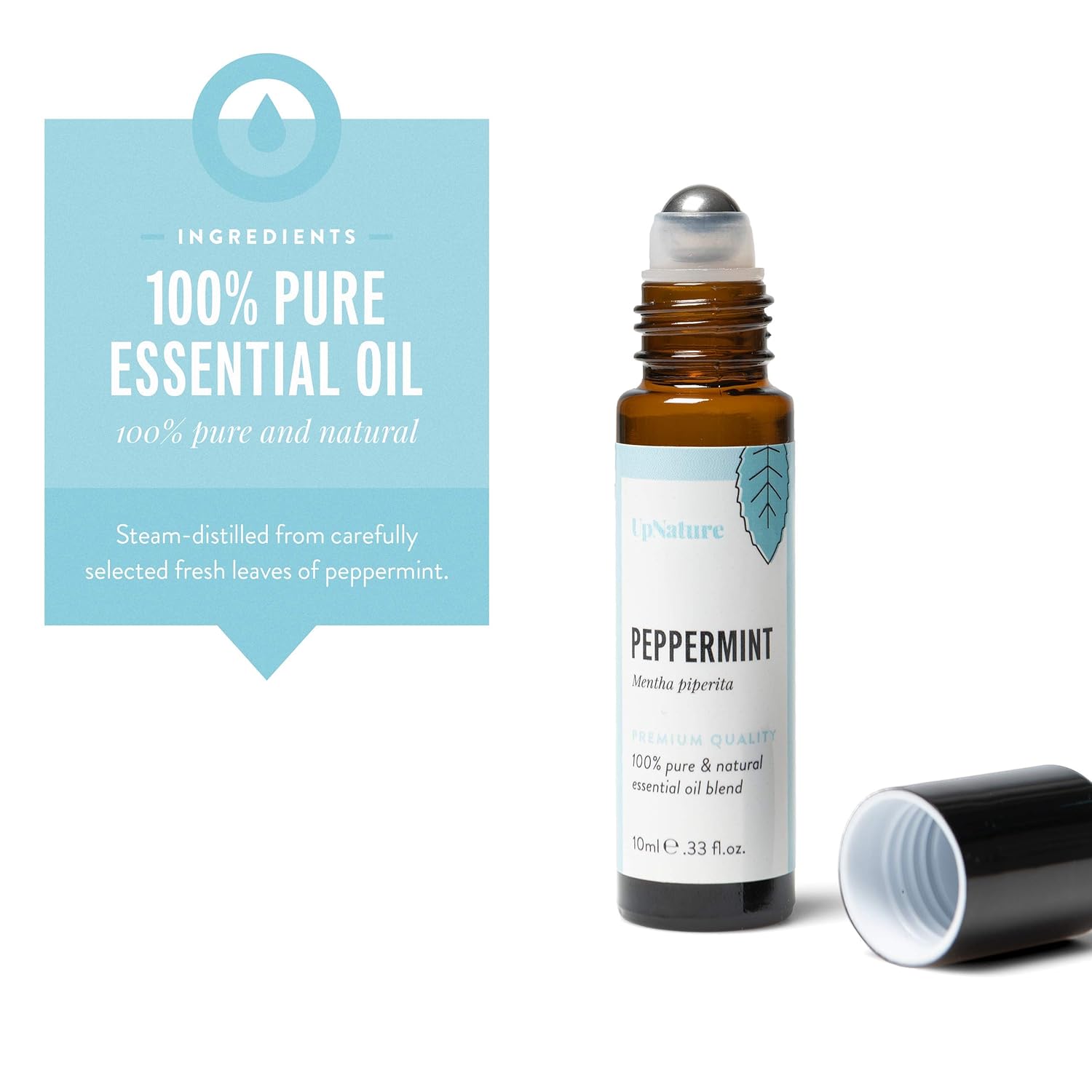 Peppermint Essential Oil Roll-On - Migraine Essential Oil Roller - Headache Relief - Reduces Stress, Leak-Proof Metal Rollerball - Travel Safe - No Diffuser Needed!: Beauty