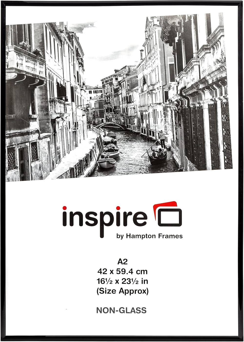 Hampton Frames Backloader Poster Certificate Frame A2 Black Acrylic Front