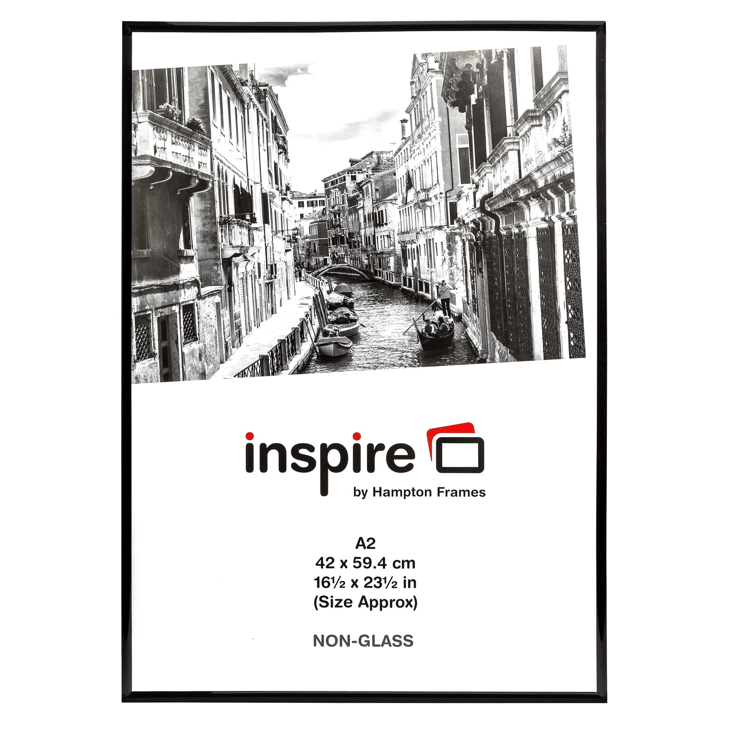 Hampton Frames | Backloader Poster Certificate Photo Frame A2, Black, Acrylic Front, 42x59cm | Rear Loading, Wall Mount, Protective Display for Artwork, Photos, Documents