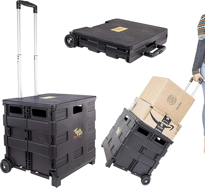 dbest products Quik Cart Collapsible Rolling Crate on Wheels for Teachers