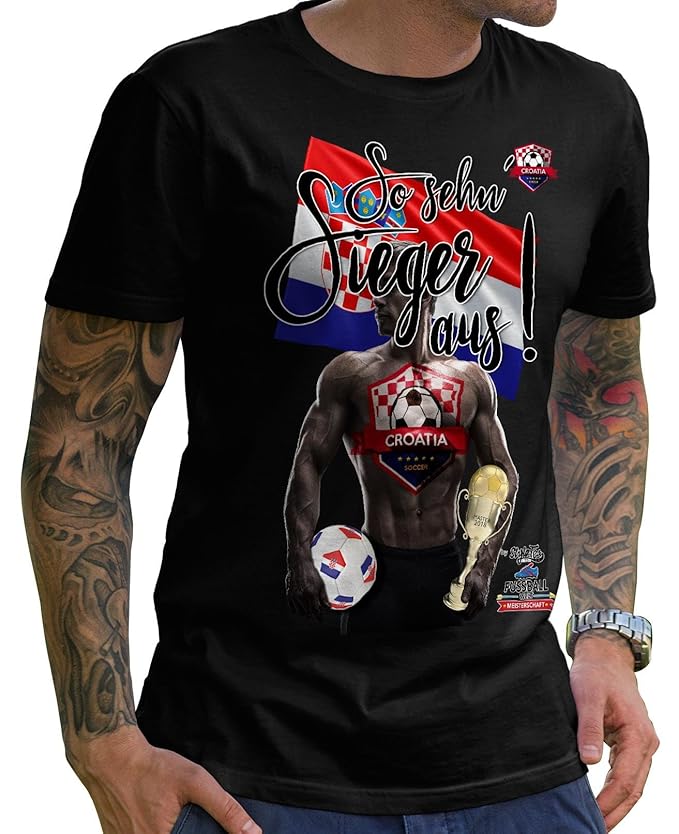 Stylotex Herren T-Shirt Basic So sehn Sieger aus Guy Croatia Hrvatska Kroatien
