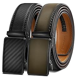 KEMISANT Men Belt 2 Pack, Leather Ratchet Belt Easy